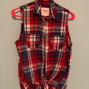 Plaid tank A&F button down